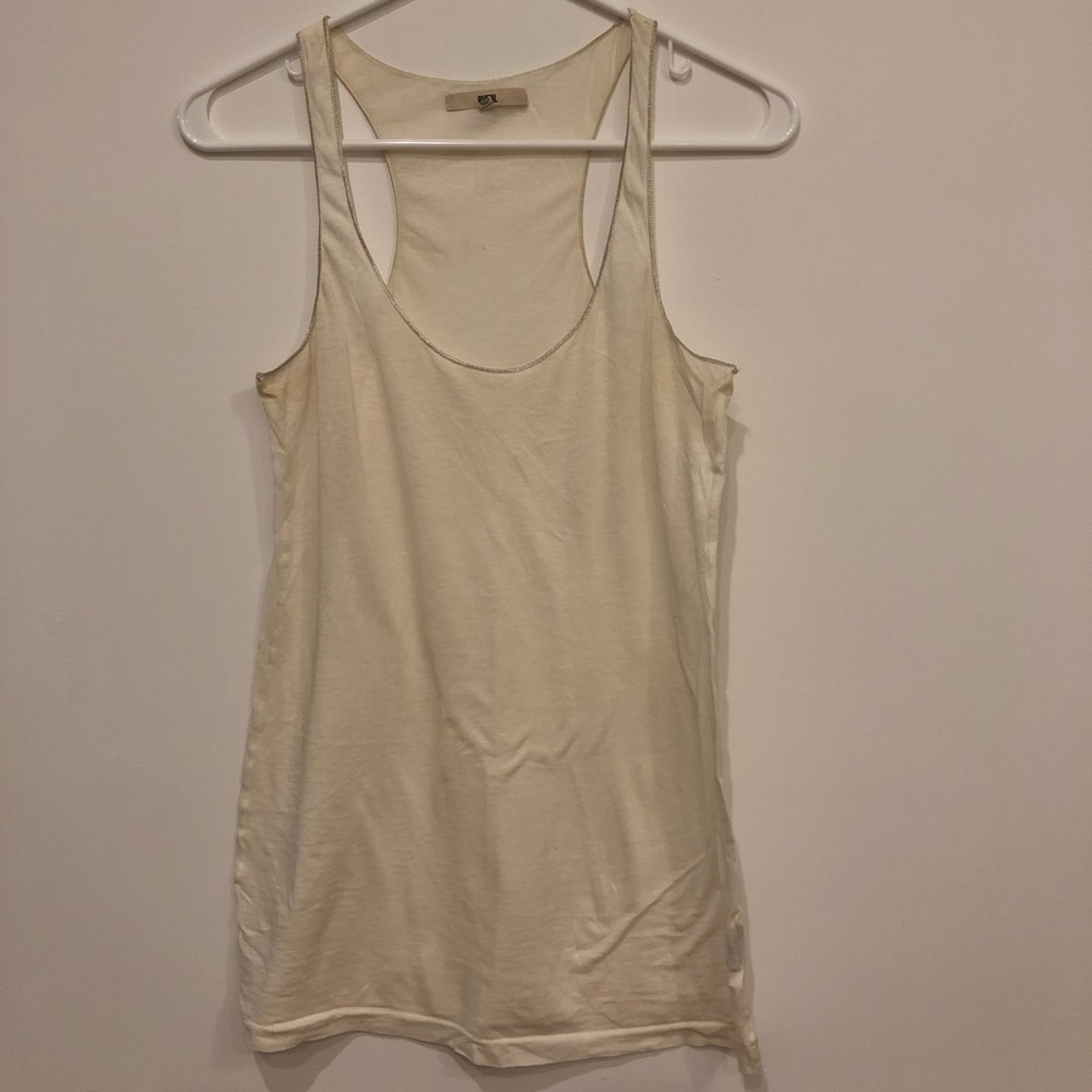Sheer White Racerback Tank Top with Silver Detail